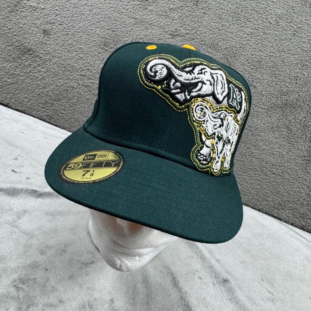 New Era‎ 59FIFTY Oakland Athletics A's Stomper Elephant Hat Green 7 1/8 Wool